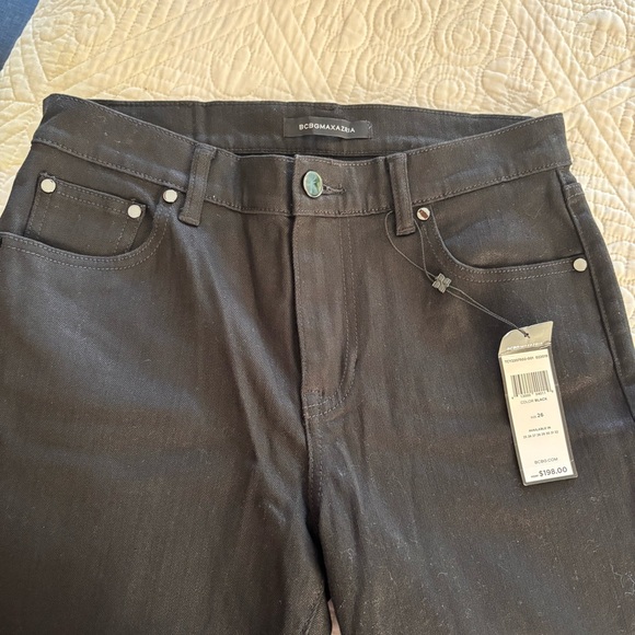NWT BCBGMaxAzria Women’s Black Jeans with a Subtle Sheen - Sz 26 - Picture 7 of 9